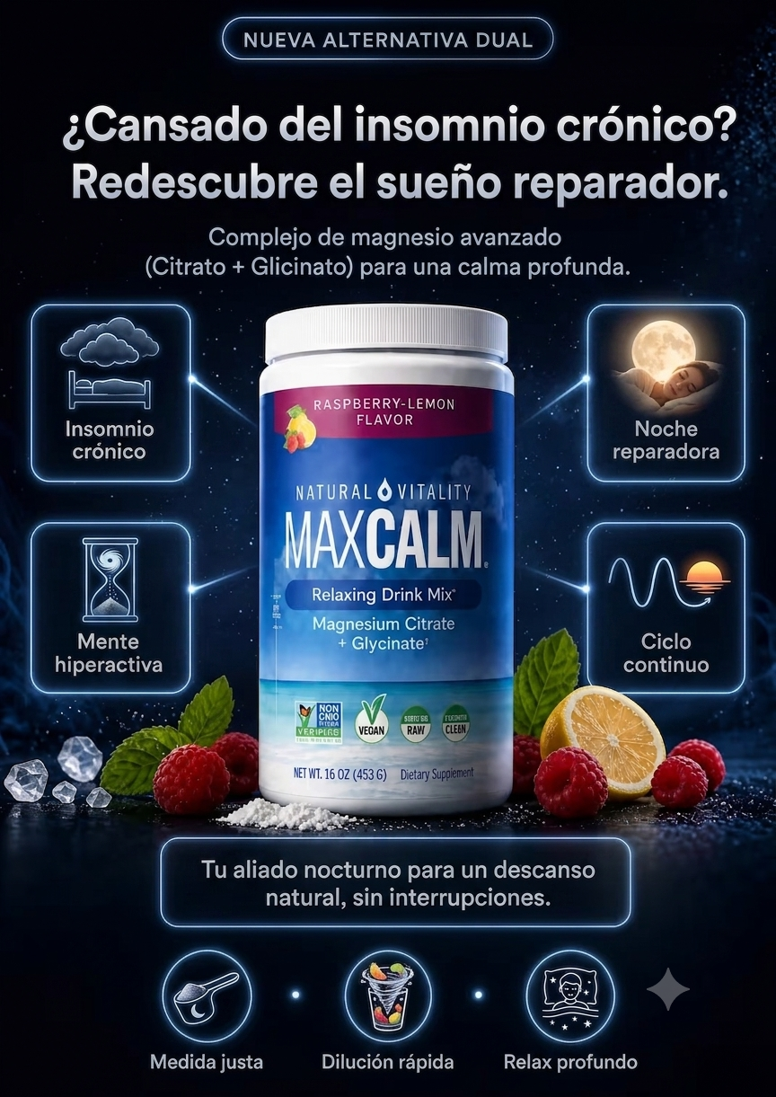 Magnesium MaxCalm® – Mezcla Relajante de Magnesio | Sabor Frambuesa-Limón (Cop