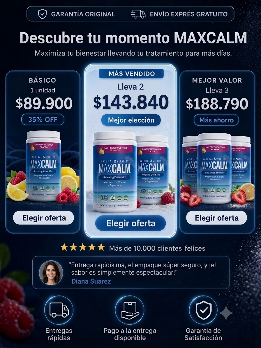 Magnesium MaxCalm® – Mezcla Relajante de Magnesio | Sabor Frambuesa-Limón (Cop