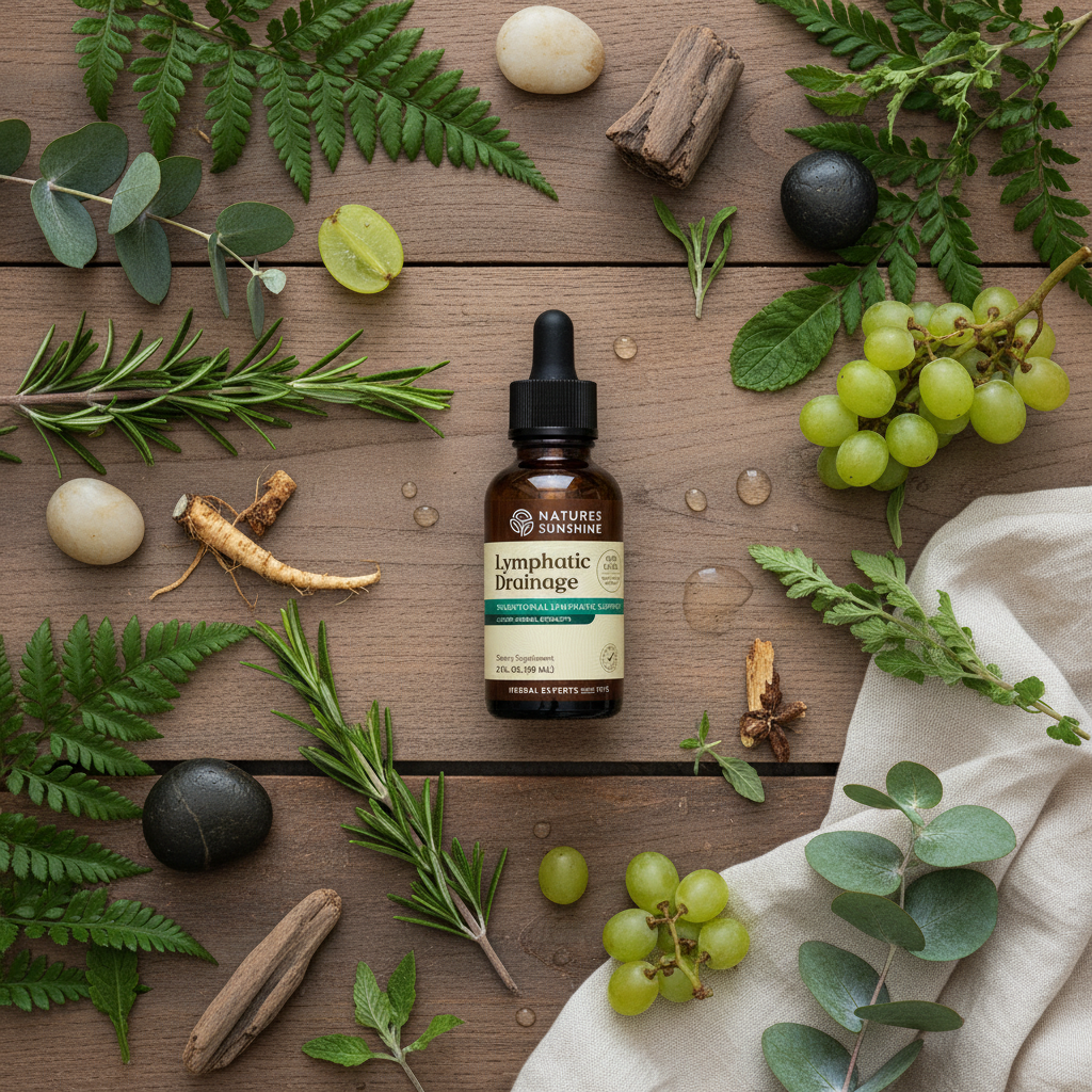 Lymphatic Drainage - Flat lay con hierbas