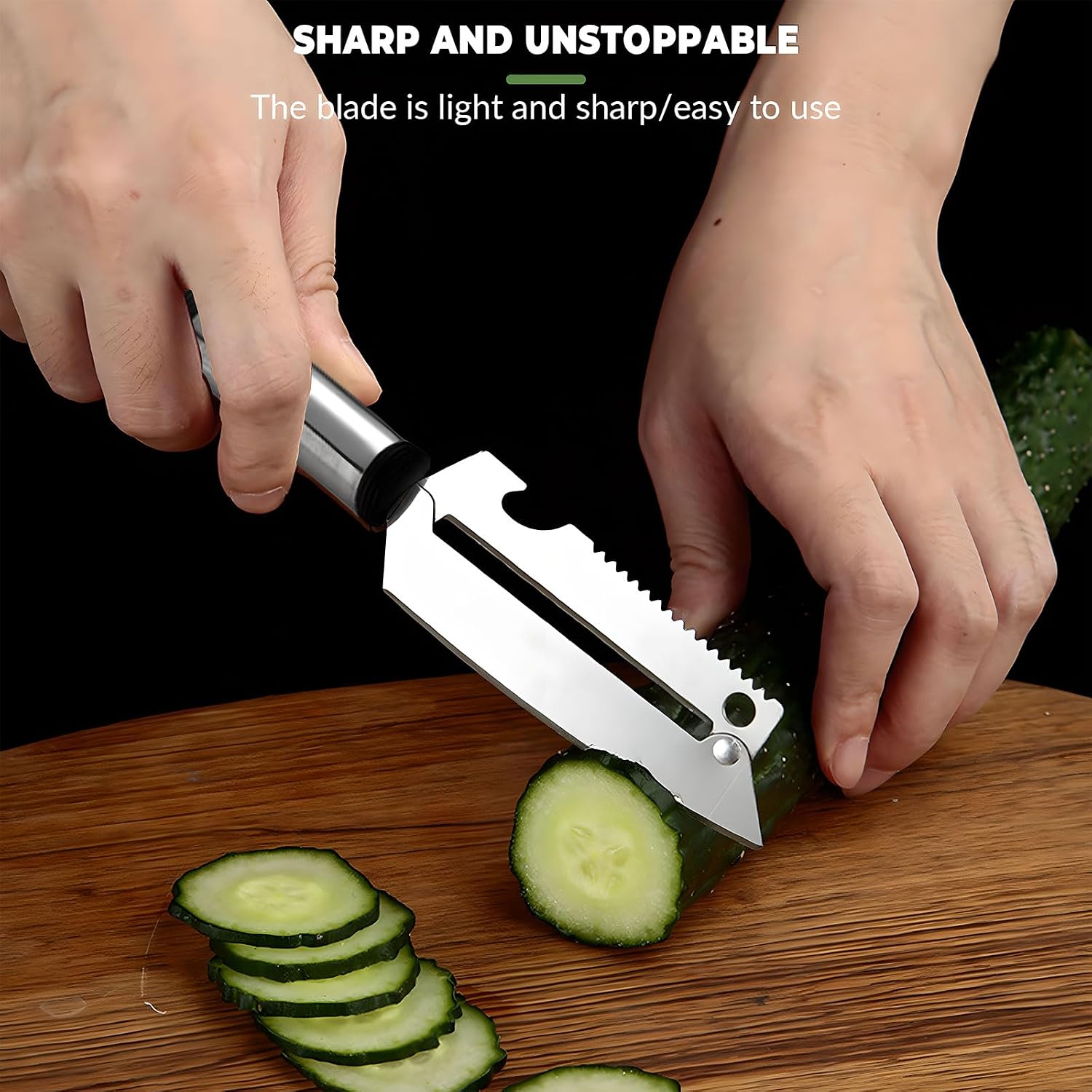 Cuchillo Pelador Multifuncional 5 en 1 de Acero Inoxidable x 2 UNIDADES – Pela, Corta, Raspa y Abre