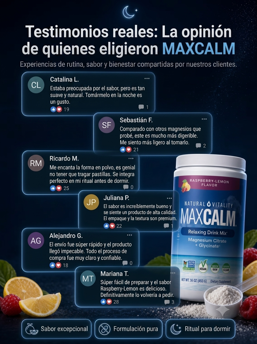 Magnesium MaxCalm® – Mezcla Relajante de Magnesio | Sabor Frambuesa-Limón (Cop
