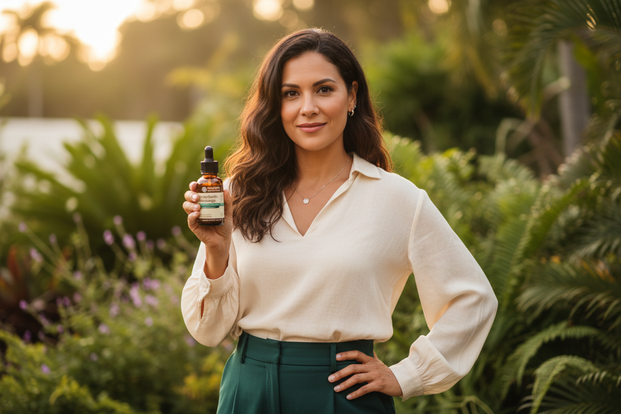 Mujer con Lymphatic Drainage al aire libre